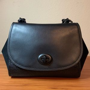 Coach Black Pebble Leather & Suede Faye.